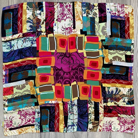 Echo colourful square silk scarf - Picture 1 of 11